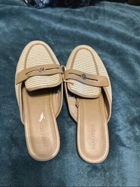 Nautica Tan Woven Slide Mules for Women